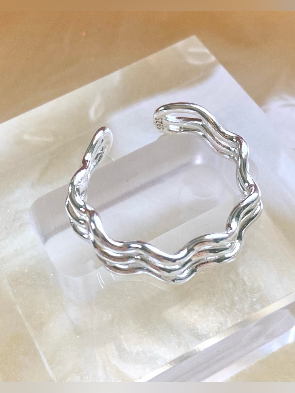 Silver Wave Stackable Toe/Adjustable Ring - Silver - Picture 3 of 4